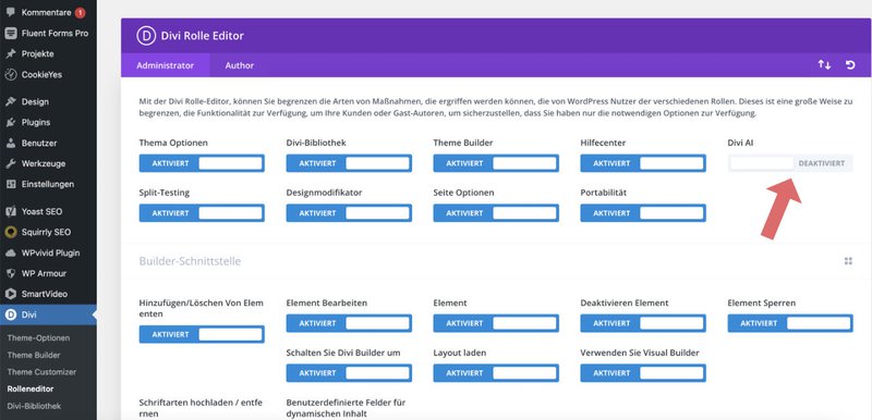 Divi KI deaktivieren