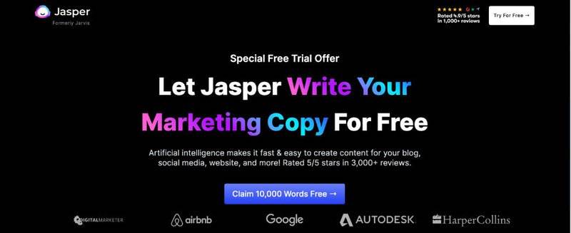 Jasper: Der Oldie der AI Writing Apps